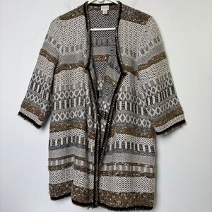 Chico’s Textured Patterned Open Front Cardigan
